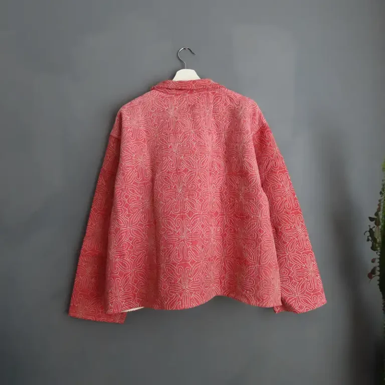 SHORT VINTAGE KANTHA JACKET HANGING UP