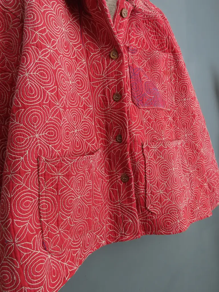 zoom in of kantha stitch details