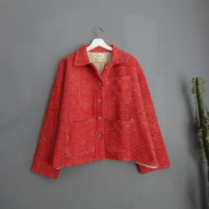short kantha jacket pink