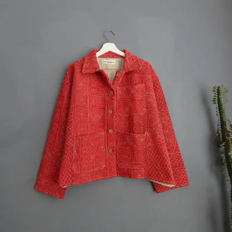short kantha jacket pink