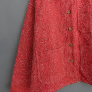 close up detail of kantha fabric embroidery
