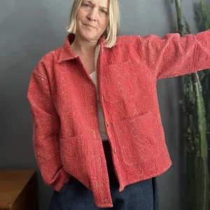woman wearing a short sujani jacket