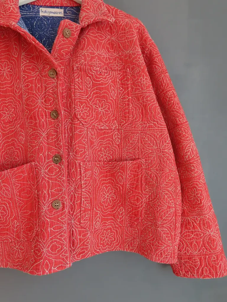 pink kantha chore jacket