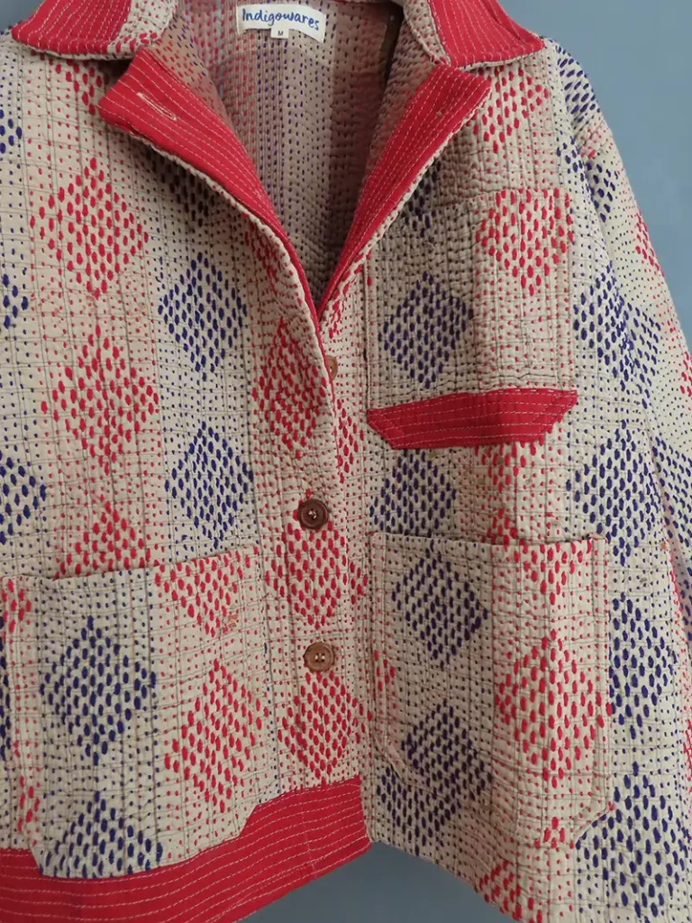 zoom in of kantha embroidery