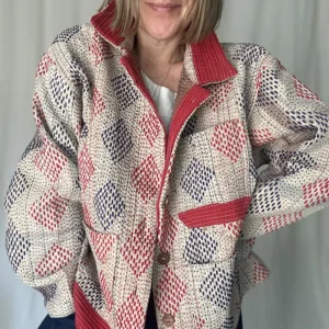 short kantha stitched chore jacket