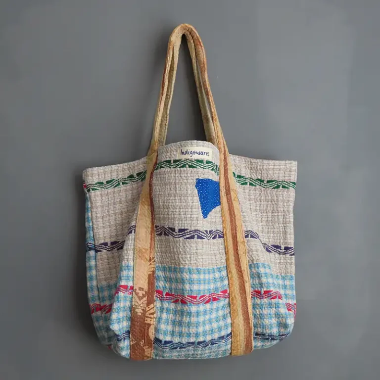 kantha fabric tote bag