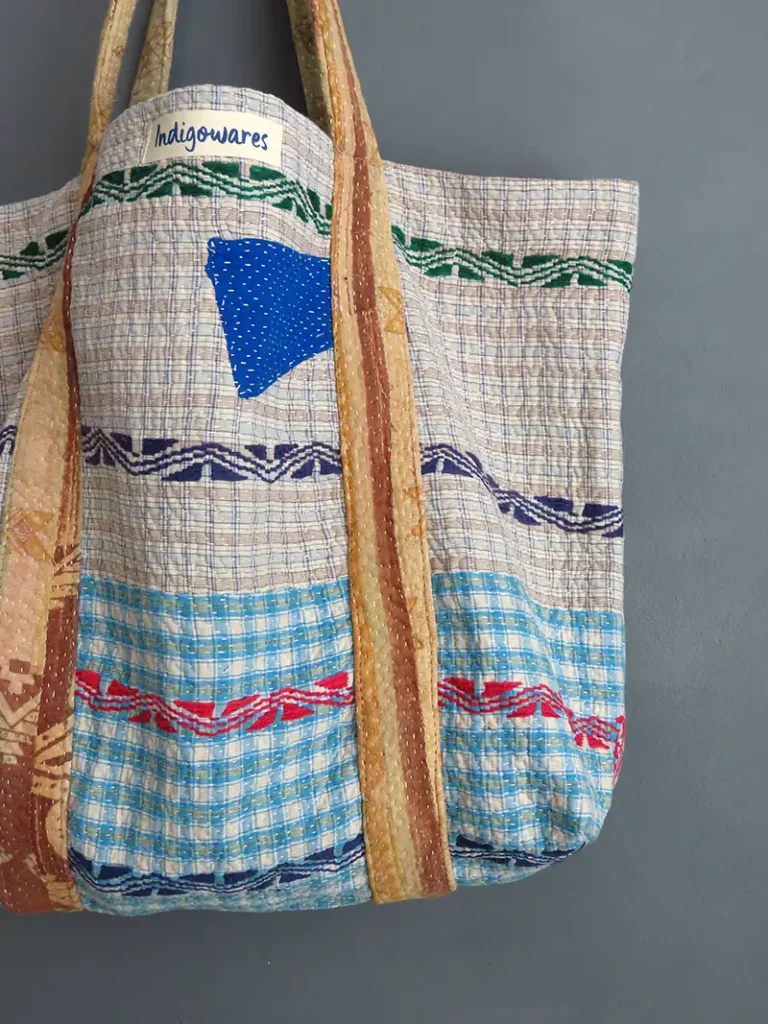 kantha fabric tote bag