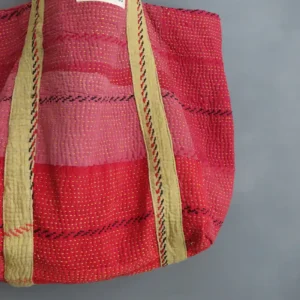 zoom in of kantha fabric tote bag
