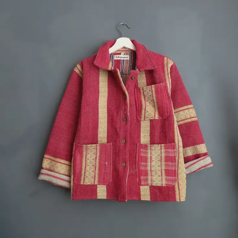 pink kantha chore jacket - front of