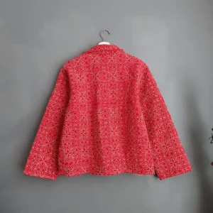 vintage kantha quilted jacket in pink