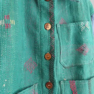 zoom in of vintage kantha stitching