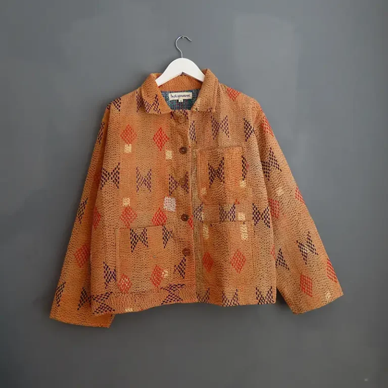 size medium coral colour kantha chore jacket