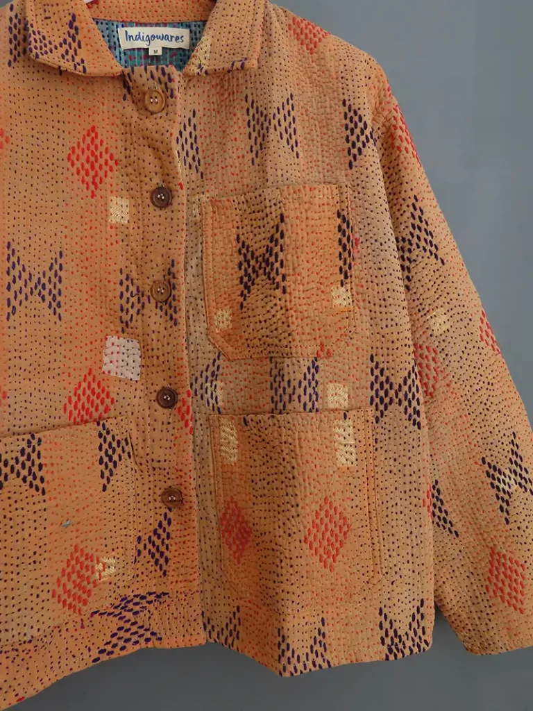 zoom in of kantha embroidery