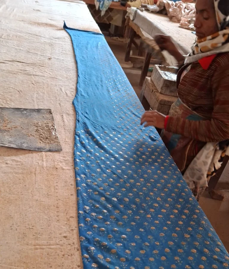 dabu block printing table with printer working