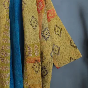 yellow long kantha jacket