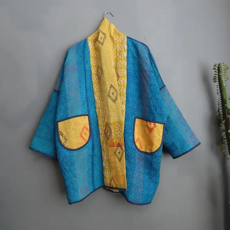 yellow long kantha jacket