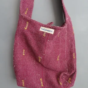 zoom in burgundy kantha fabric sling bag