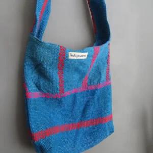 zoom in of kantha stitches on boho bag