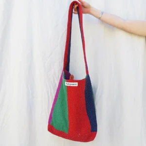 red, green,pink patchwork kantha fabric bag