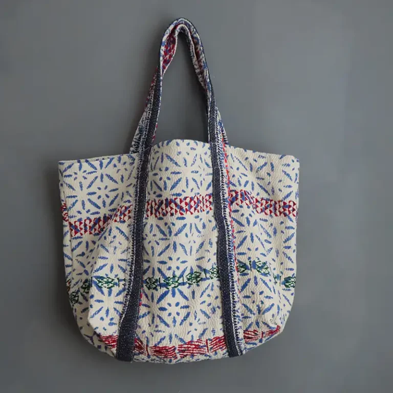 alternate side of kantha tote bag