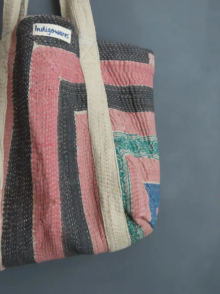 ZOOM IN OF KANTHA FABRIC STITCHES