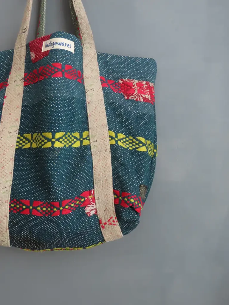 close up of kantha embroidery