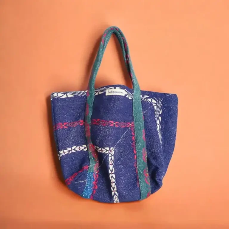 purple cotton fabric tote bag