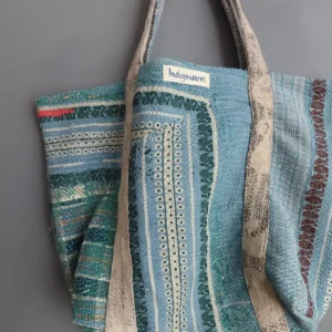 close up of kantha stitch details