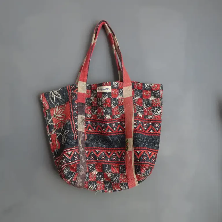 large kantha fabric tote bag