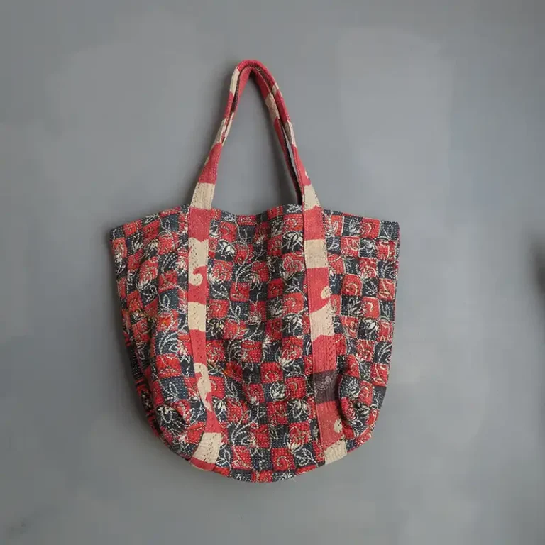 large kantha fabric tote bag