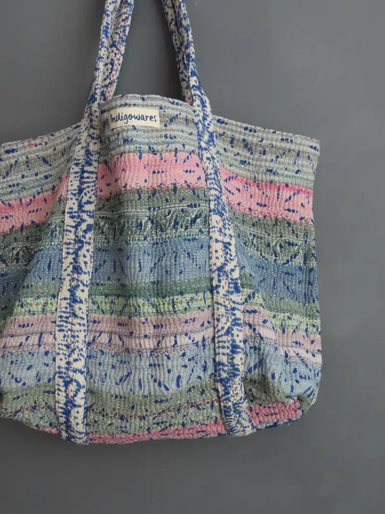 kantha quilt tote bag