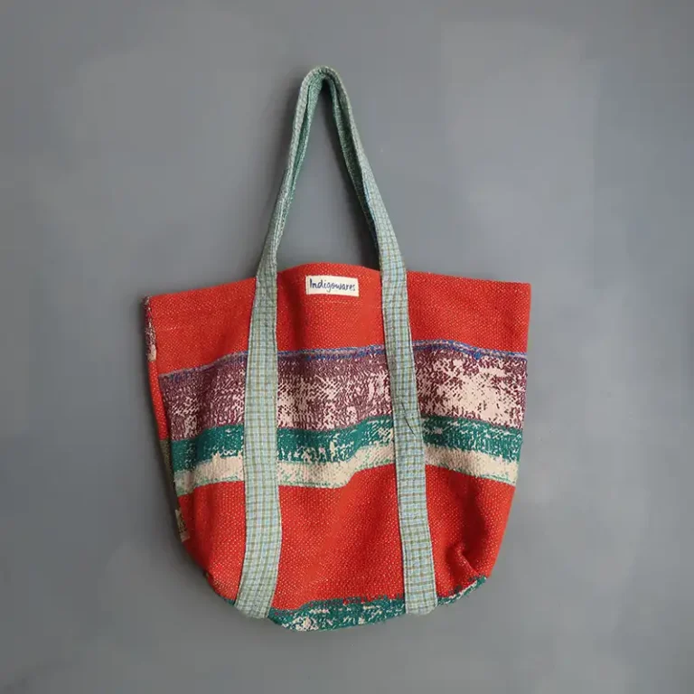 large kantha fabric tote bag