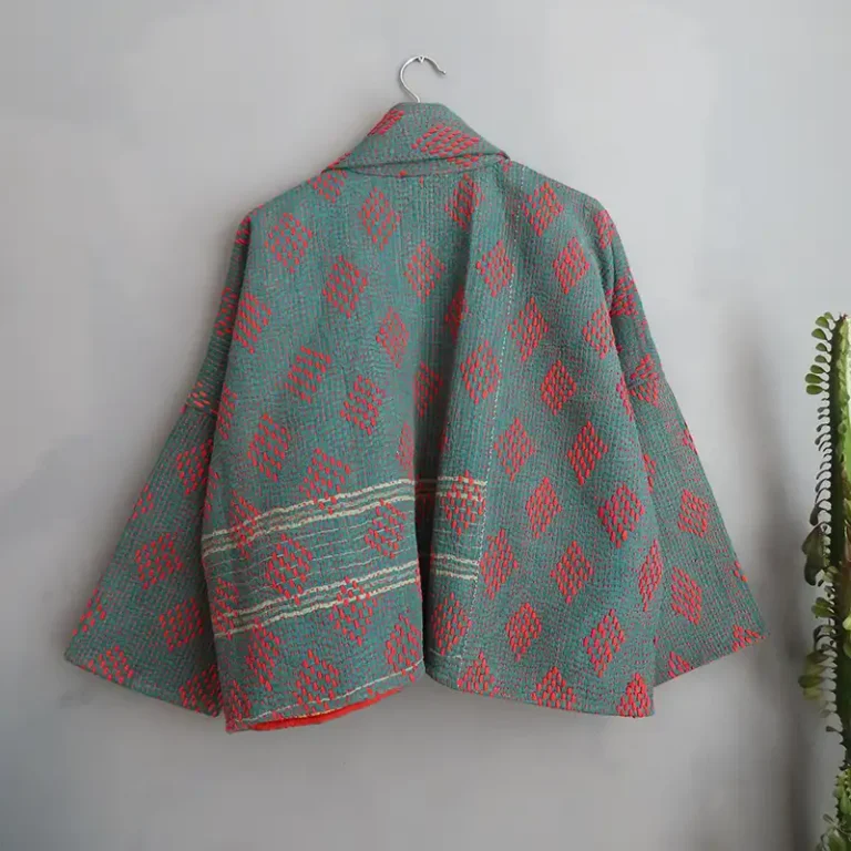 short kantha quilted jacket