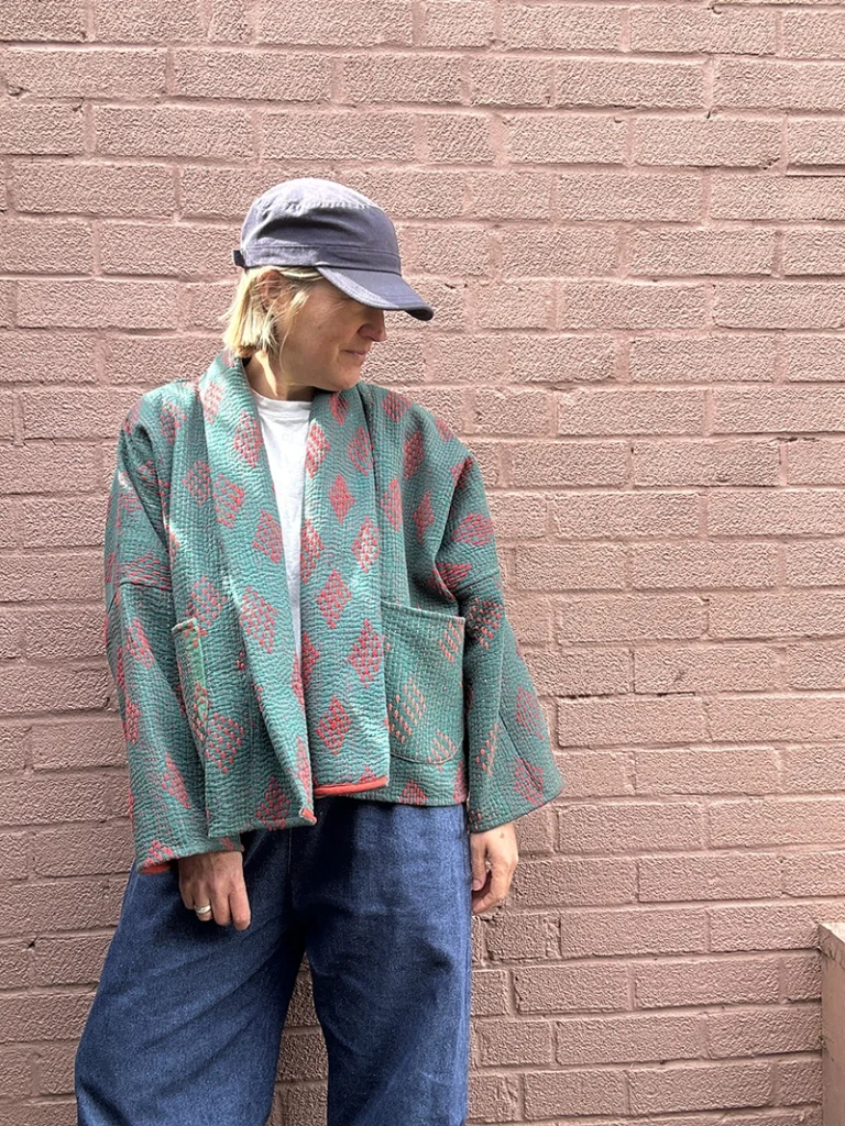 short kantha quilted jacket