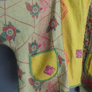 reverse side of kantha fabric jacket