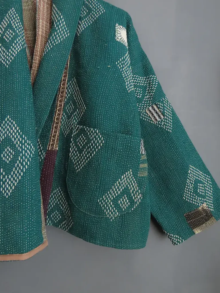 zoom in of kantha fabric details