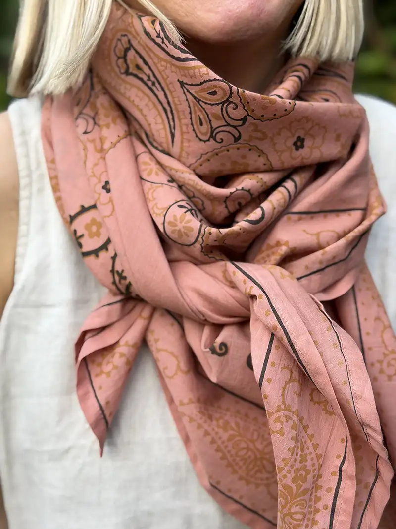 close up detail of bandana scarf