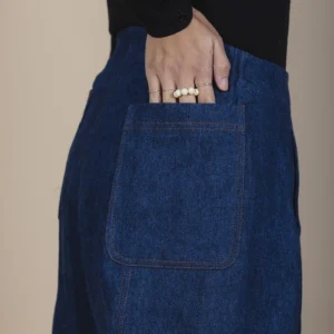 pocket detail on woman wearing hemp cotton denim jeans