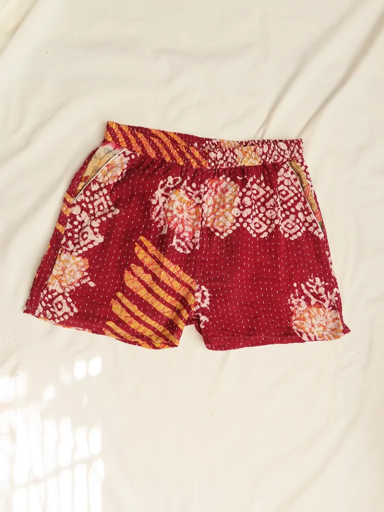 dark red boho festival shorts