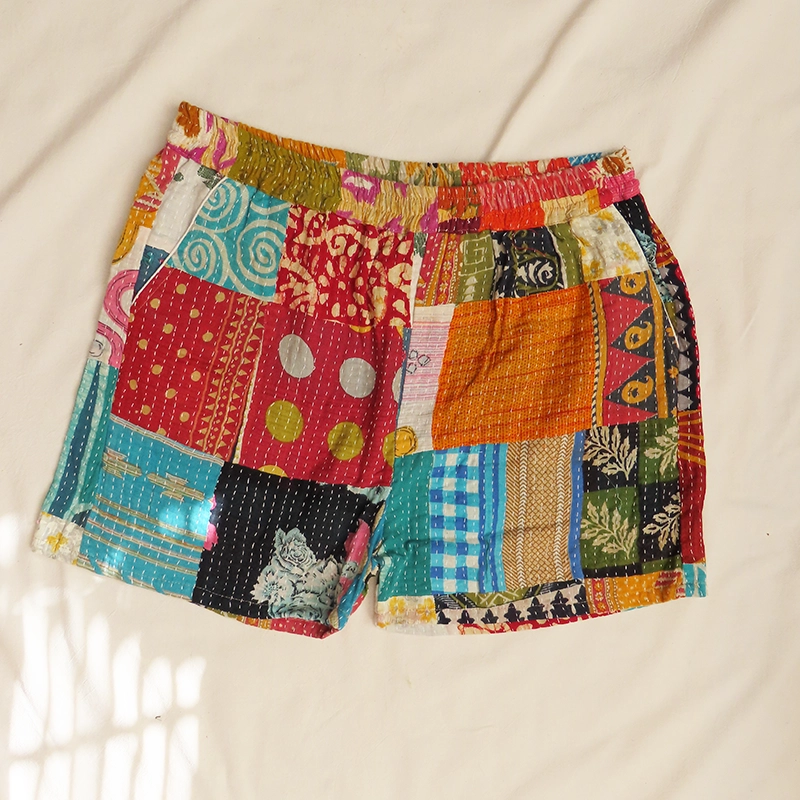 patchwork boho festival shorts