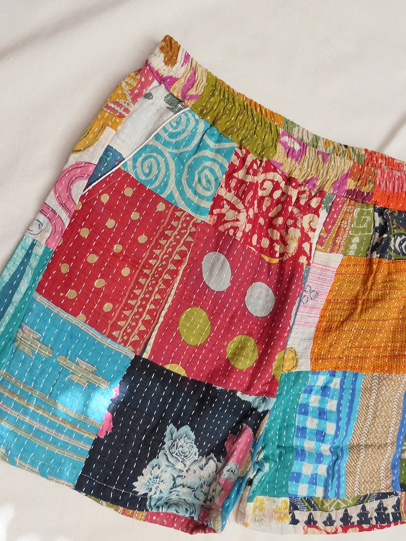 patchwork boho festival shorts