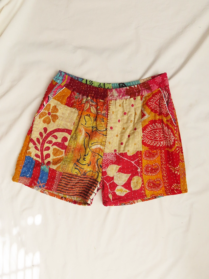 patchwork boho festival shorts