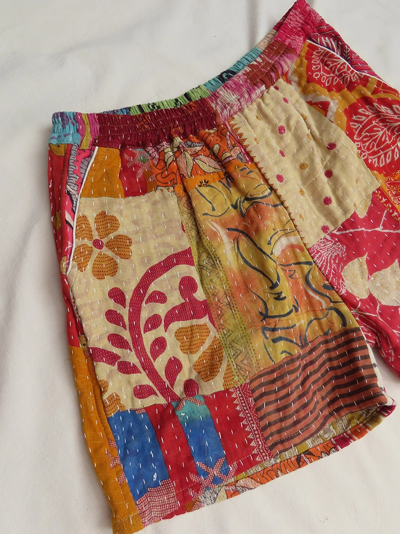 patchwork boho festival shorts