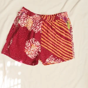 dark red striped boho festival shorts