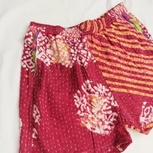 dark red striped boho festival shorts