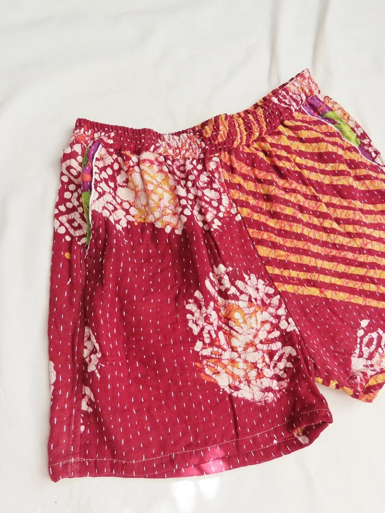 dark red striped boho festival shorts