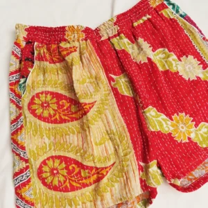 red and yellow boho festival shorts