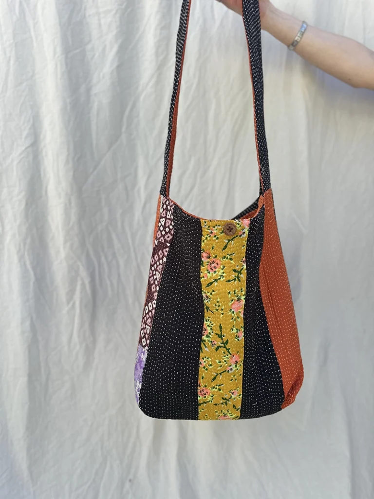 patchwork fabric kantha bag