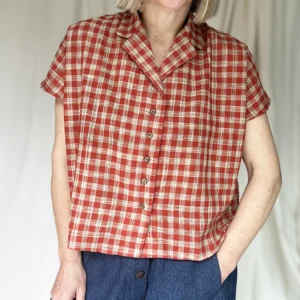 woman wearing Handloom Kala cotton shirt