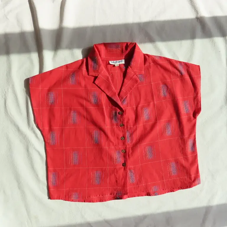 red cotton short shirt